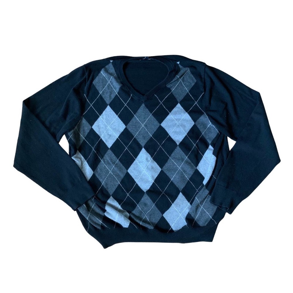 Croft & Borrow Argyle Sweater Black and Grey